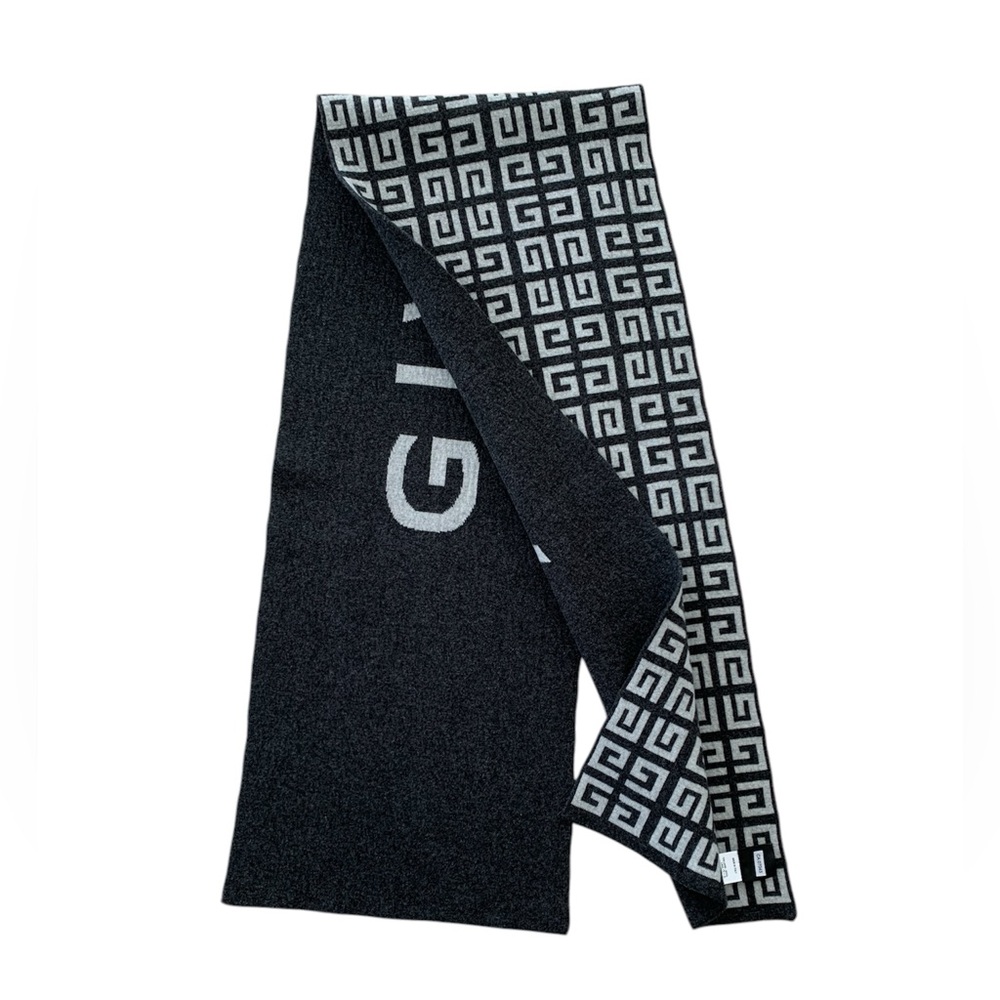 🔥🔥🔥 Givenchy double face wool & cashmere unisex scarf in grey/black 🔥🔥🔥